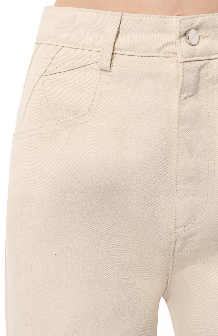 Женские джинсы KITON кремового цвета, арт. DJ53102K0904D | Фото 5 (Кросс-КТ: Деним; Стили: Кэжуэл; Длина (брюки, джинсы): Стандартные; Силуэт Ж (брюки и джинсы): Широкие; Материал внешний: Хлопок, Деним)