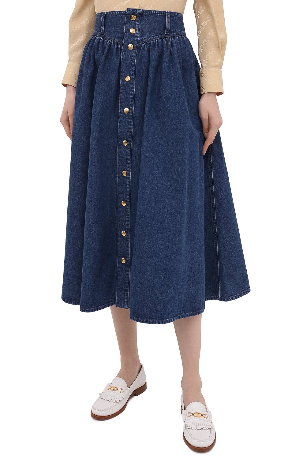 Джинсовая юбка CELINE синего цвета по цене 98950 руб., арт. 2S108459N, фото 3 Джинсовая юбка CELINE, арт. 2S108459N, фото 3