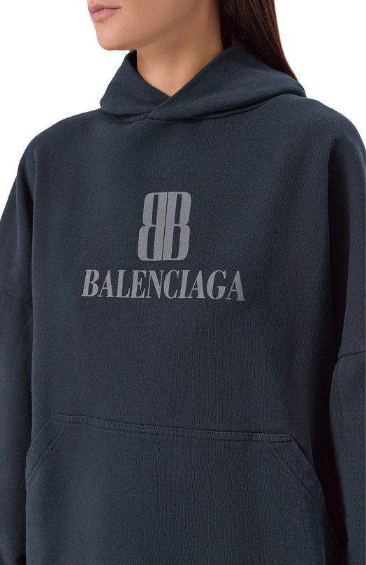 Хлопковое худи Balenciaga 818433/TSV03 Чёрный  818433/TSV03 Фото 5