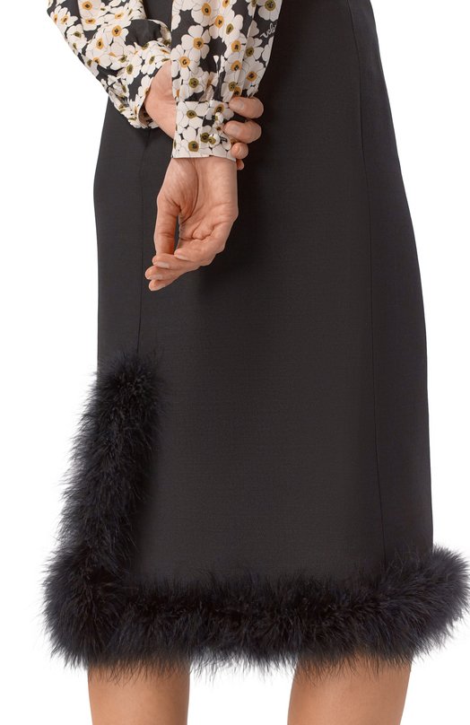 Юбка из шерсти и шелка Valentino 8B3RAEJ1/1CF Чёрный  8B3RAEJ1/1CF Фото 5