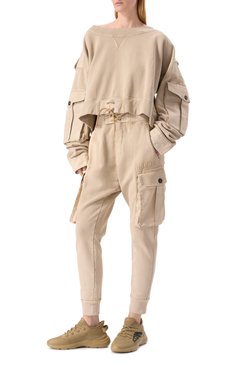 Женский хлопковый свитшот DSQUARED2 беж�евого цвета, арт. S75GU0585/S25030 | Фото 2 (Длина (для топов): Стандартные; Рукава: Длинные; Материал внешний: Хлопок; Женское Кросс-КТ: Свитшот-одежда; Стили: Спорт-шик)