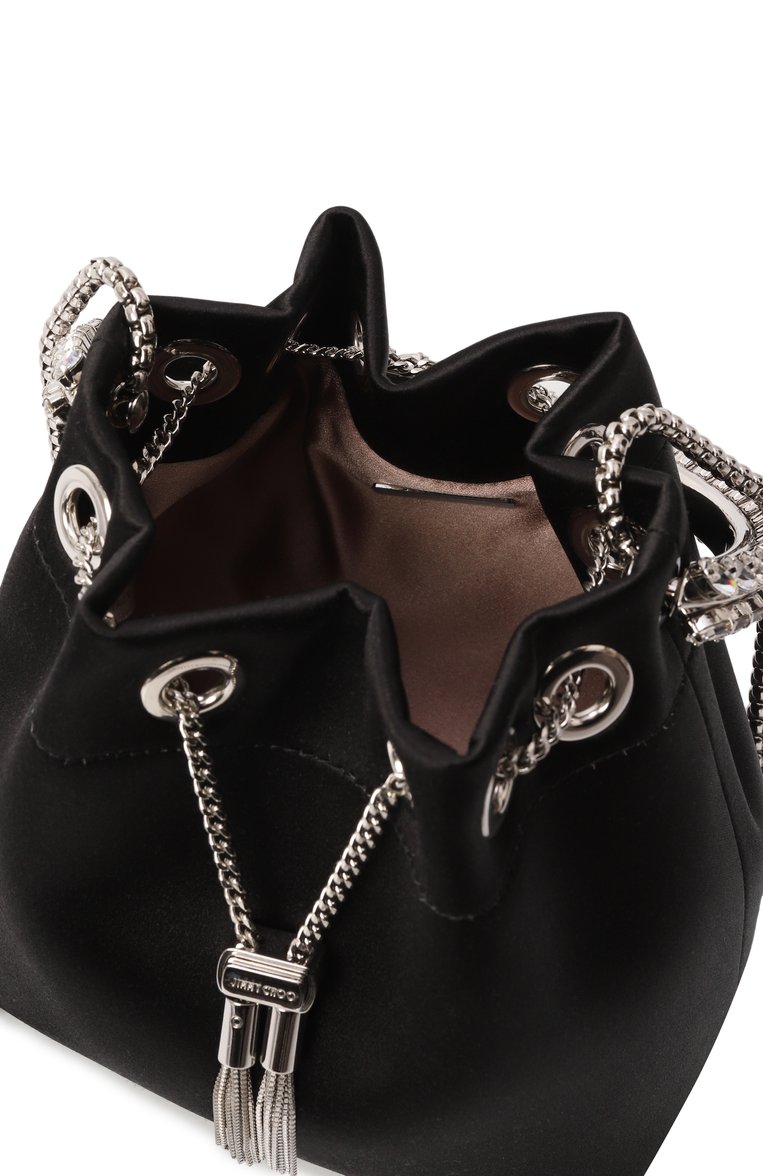 Женская сумка bon bon JIMMY CHOO черного цвета, арт. B0N B0N/VKM | Фото 5 (Размер: mini; Ремень/цепочка: На ремешке; Материал: Текстиль; Женское Кросс-КТ: Вечерняя сумка)