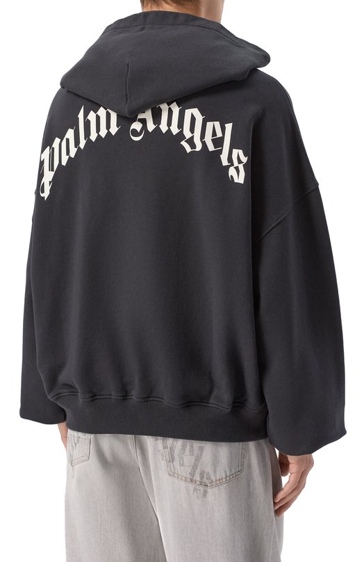 Хлопковое худи Palm Angels PMBB17EF25FLE004 Чёрный  PMBB17EF25FLE004 Фото 4