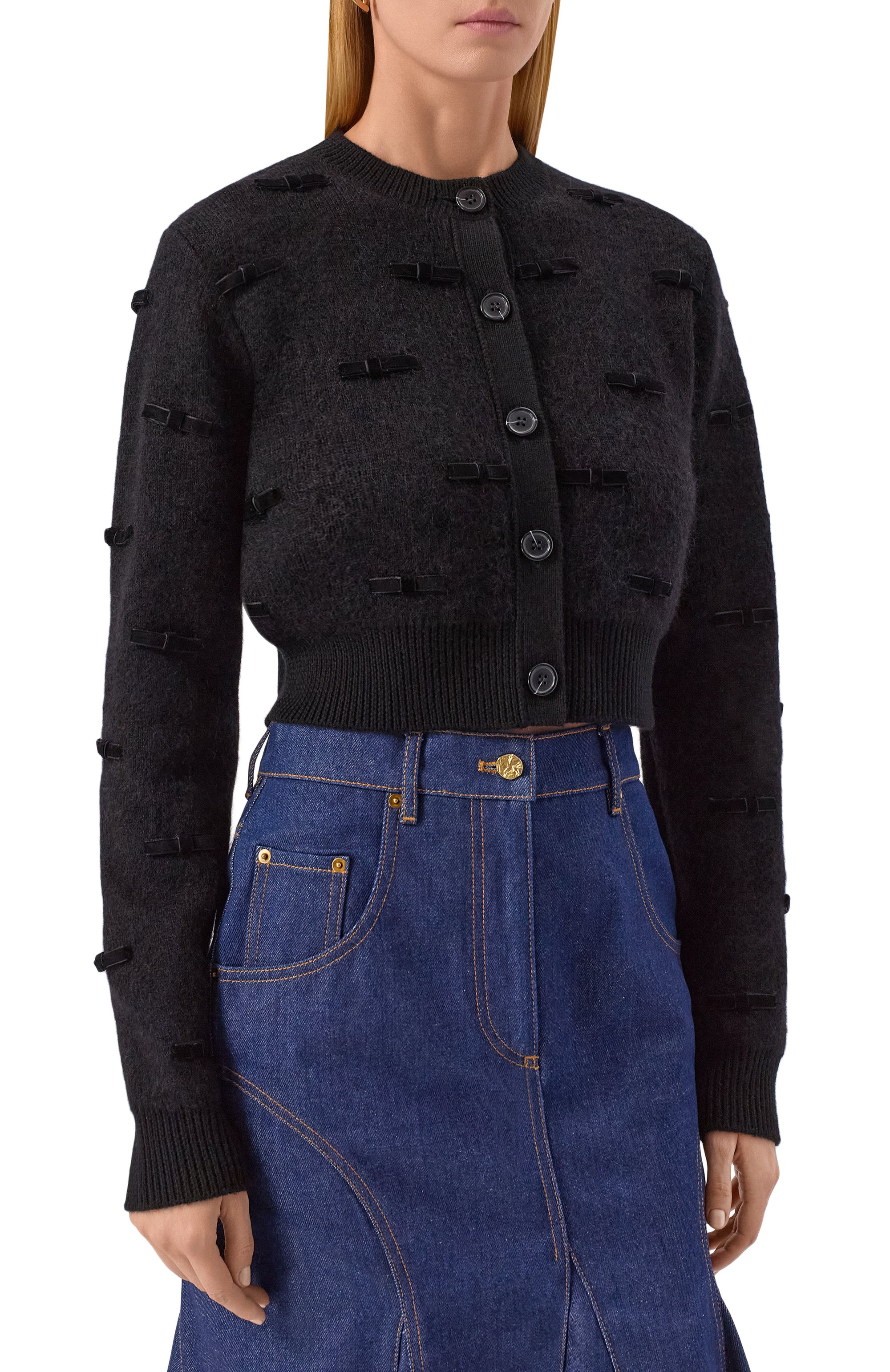 Шерстяной кардиган NINA RICCI черного цвета по цене 141500 руб., арт. 25AMCR007/ML0585, фото 3 Шерстяной кардиган NINA RICCI, арт. 25AMCR007/ML0585, фото 3