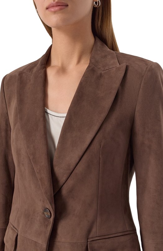 Замшевый жакет Brunello Cucinelli MPCLF208XP Коричневый  MPCLF208XP Фото 5