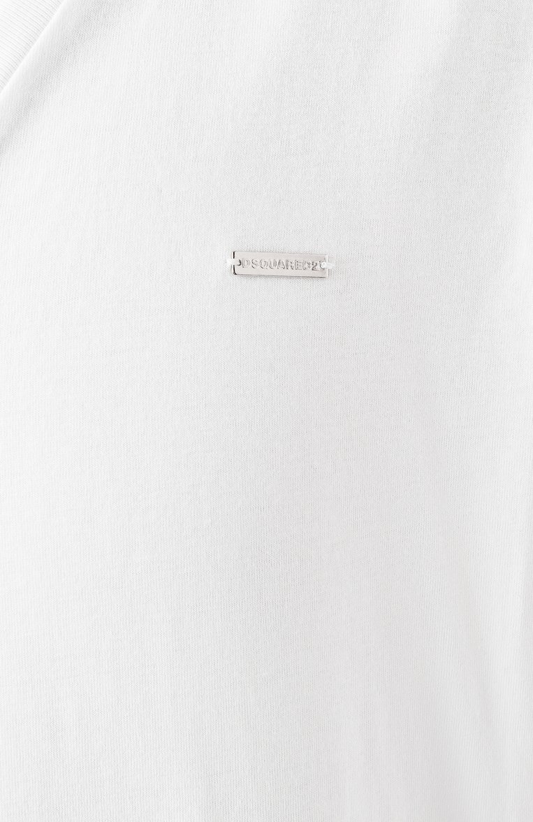 Мужская хлопковая футболка DSQUARED2 белого цвета, арт. S74GD1254/D20020 | Фото 6 (Материал внешний: Хлопок; Рукава: Короткие; Длина (для топов): Стандартные; Принт: Без принта; Стили: Кэжуэл; Кросс-КТ: Джерси; Мужское Кросс-КТ: Футболка-одежда)