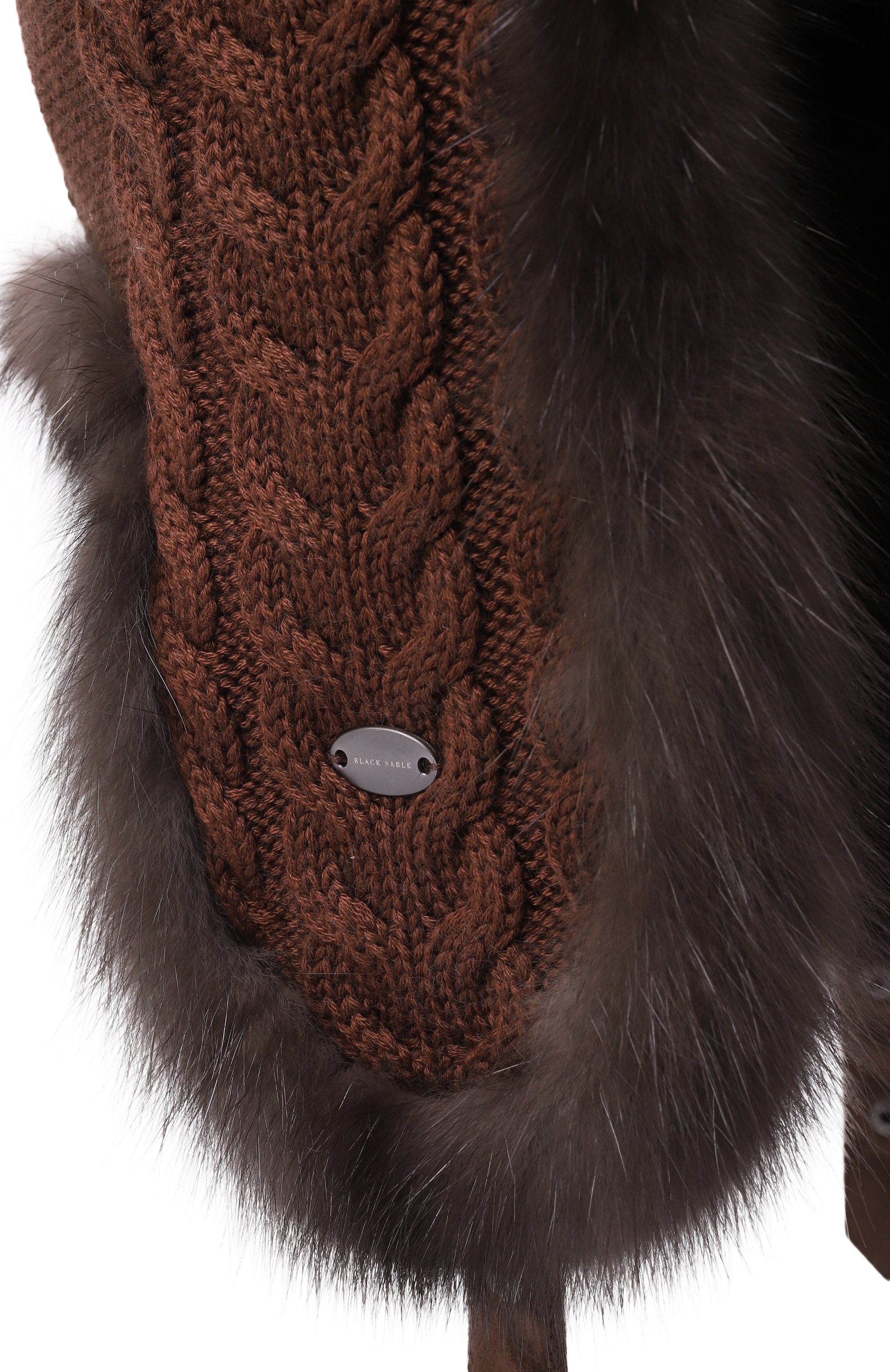 Кашемировая шапка-ушанка с мехом соболя BLACK SABLE, арт. BS-FHK-EB, фото 3