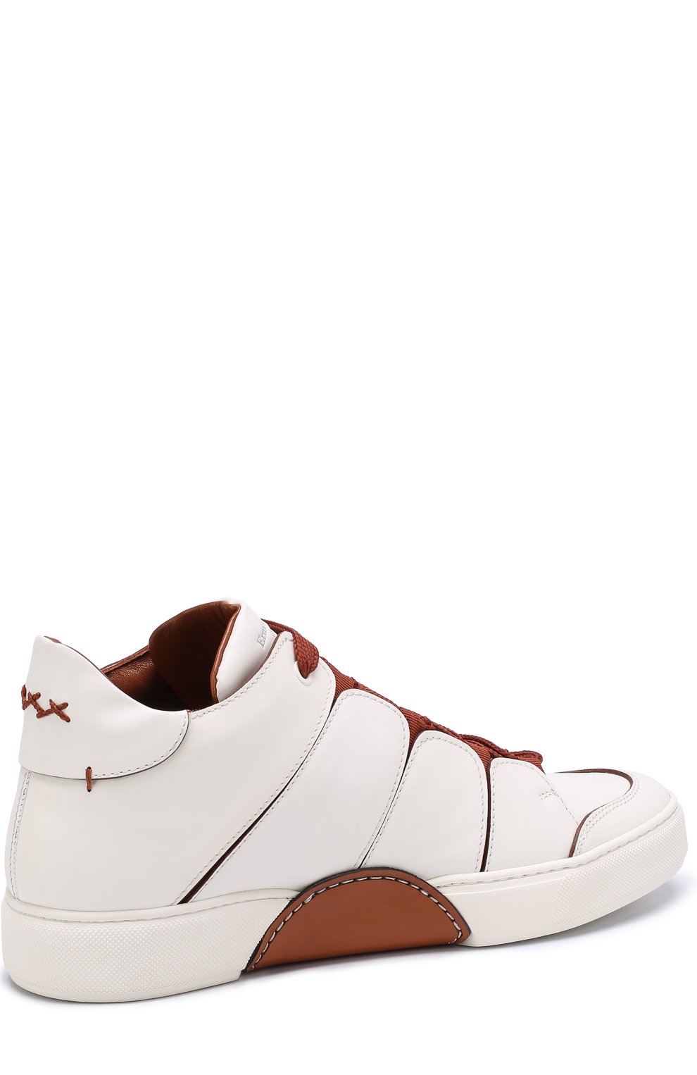 Высокие кожаные кеды на шнуровке ZEGNA белого цвета по цене 94400 руб., арт. A2891X-SWI, фото 4 Высокие кожаные кеды на шнуровке ZEGNA, арт. A2891X-SWI, фото 4