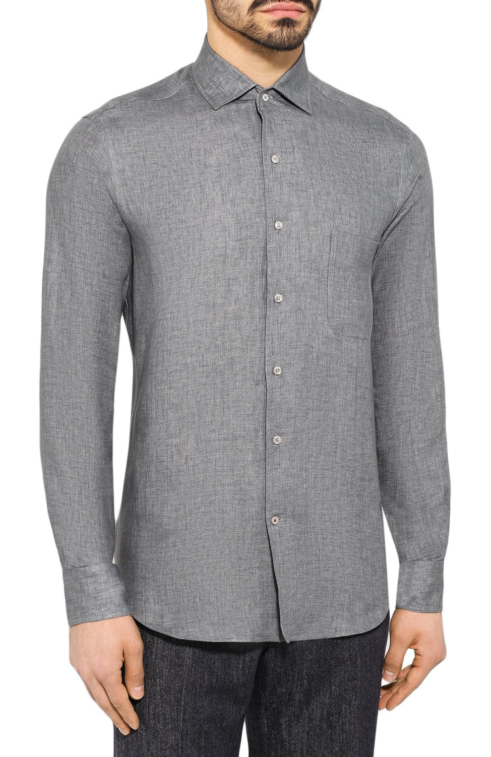 Льняная рубашка LORO PIANA серого цвета по цене 47500 руб., арт. FAF2545, фото 3 Льняная рубашка LORO PIANA, арт. FAF2545, фото 3