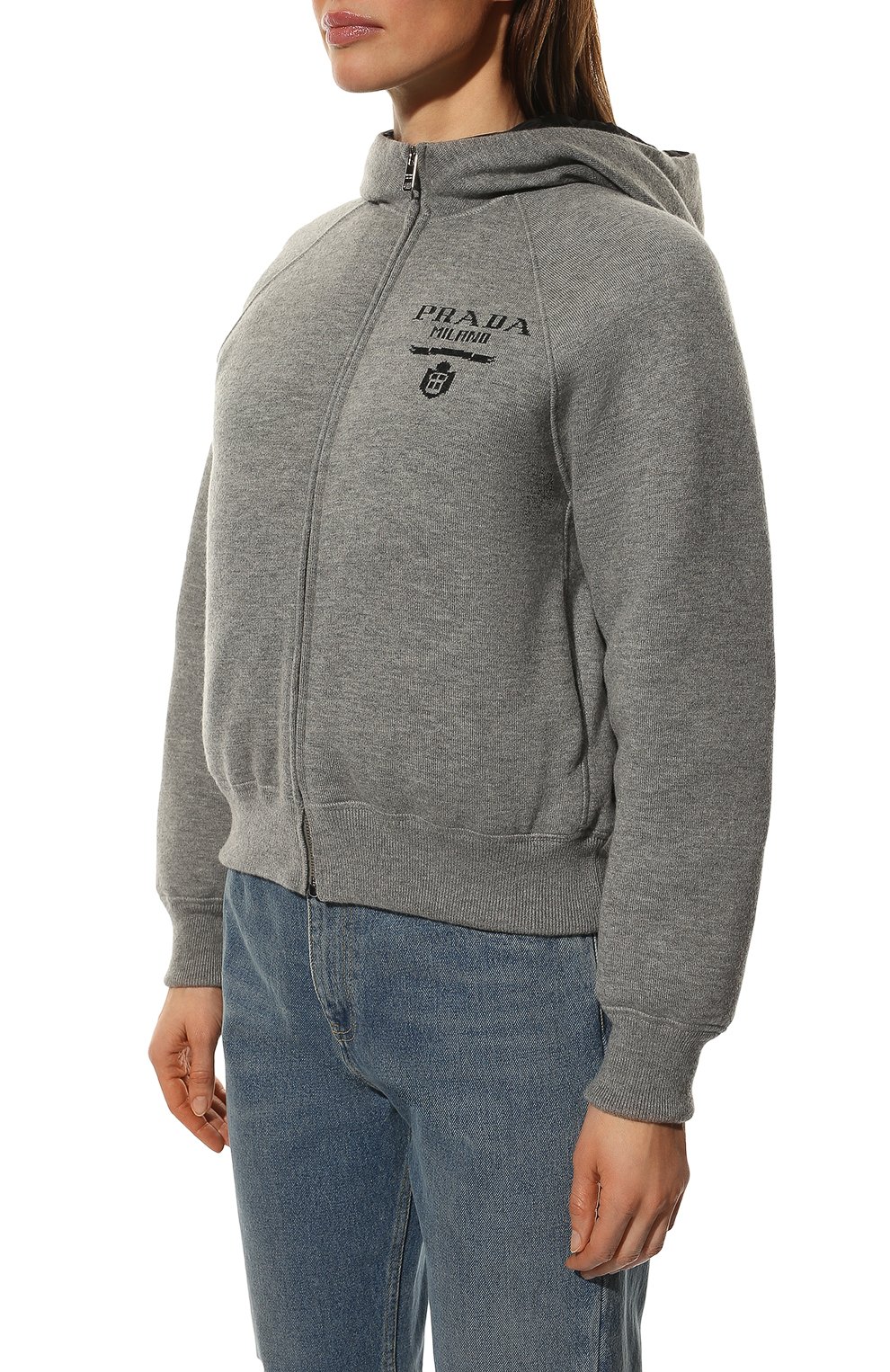 Кашемировый кардиган PRADA серого цвета по цене 450000 руб., арт. P25I95-10J4-F0031-212, фото 3 Кашемировый кардиган PRADA, арт. P25I95-10J4-F0031-212, фото 3