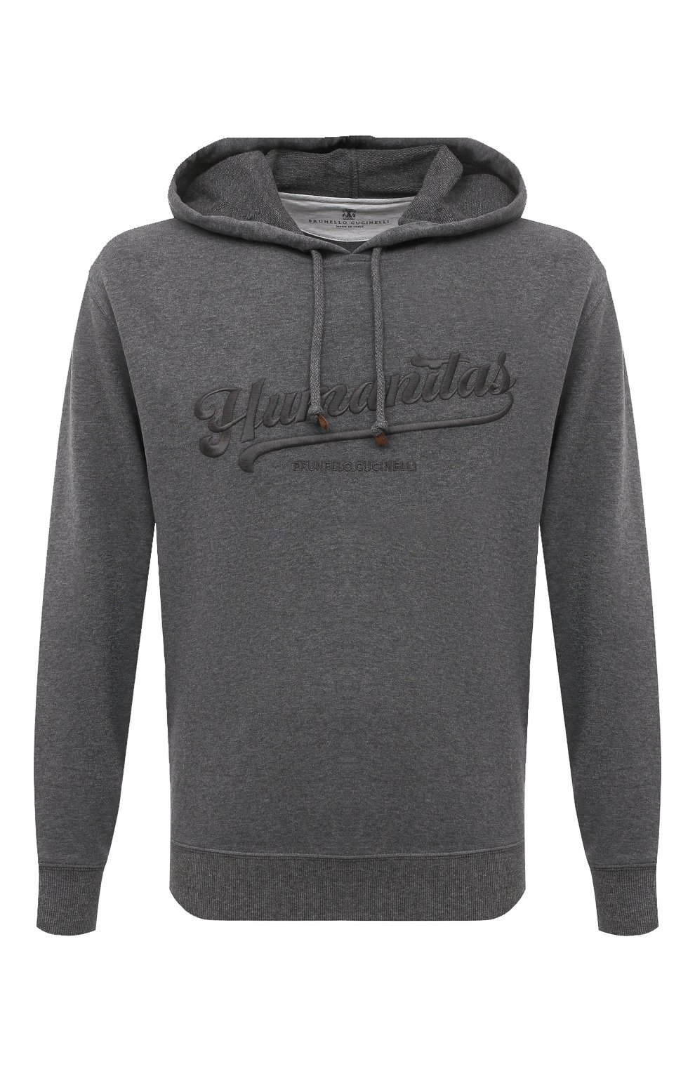 Хлопковое худи BRUNELLO CUCINELLI темно-серого цвета по цене 89950 руб., арт. MTU143452, фото 1 Хлопковое худи BRUNELLO CUCINELLI, арт. MTU143452, фото 1