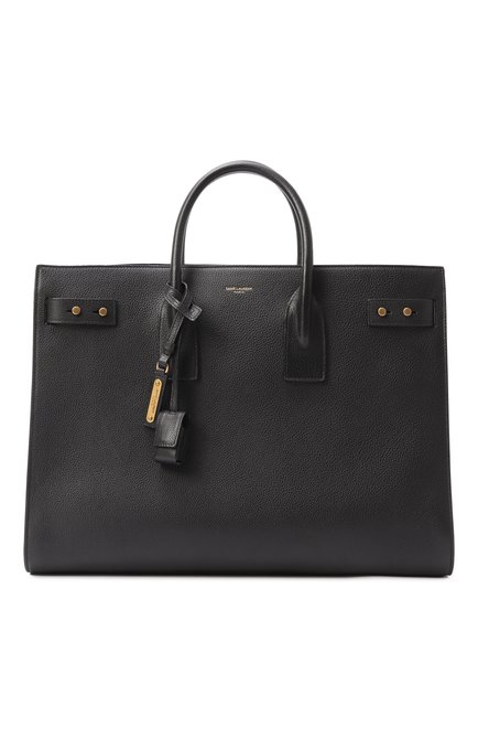 Мужская сумка-тоут sac du jour SAINT LAURENT черного цвета, арт. 631526/DTI0W | Фото 1 (Драгоценные камни: Проставлено; Материал сплава: Проставлено; Материал: Натуральная кожа; Размер: large; Ремень/цепочка: На ремешке)