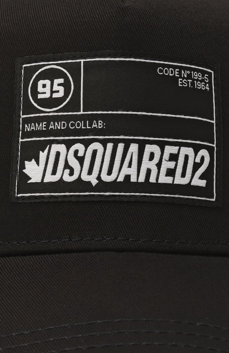 Мужская хлопковая бейсболка DSQUARED2 черного цвета, арт. BCM0882/05C00001 | Фото 4 (Материал: Хлопок, Текстиль; Нос: Не проставлено)