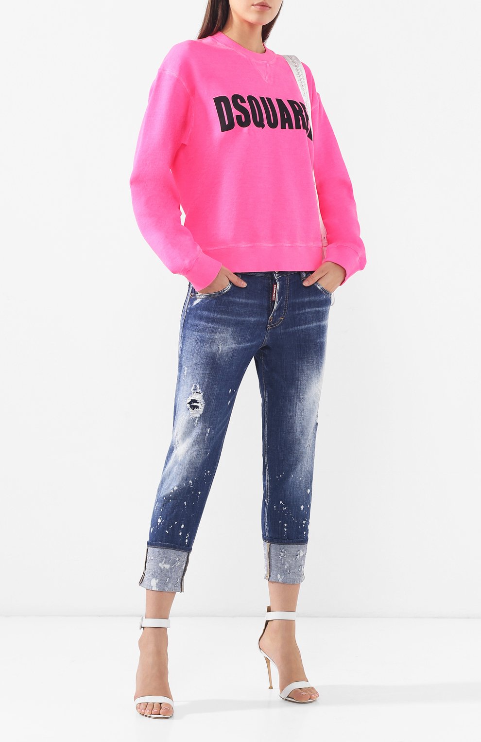 Джинсы с отворотами DSQUARED2 синего цвета по цене 33200 руб., арт. S72LB0185/S30342, фото 2 Джинсы с отворотами DSQUARED2, арт. S72LB0185/S30342, фото 2
