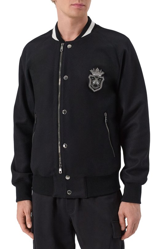 Шерстяной бомбер Dolce & Gabbana G9BIAZ/FU2RC Чёрный  G9BIAZ/FU2RC Фото 3