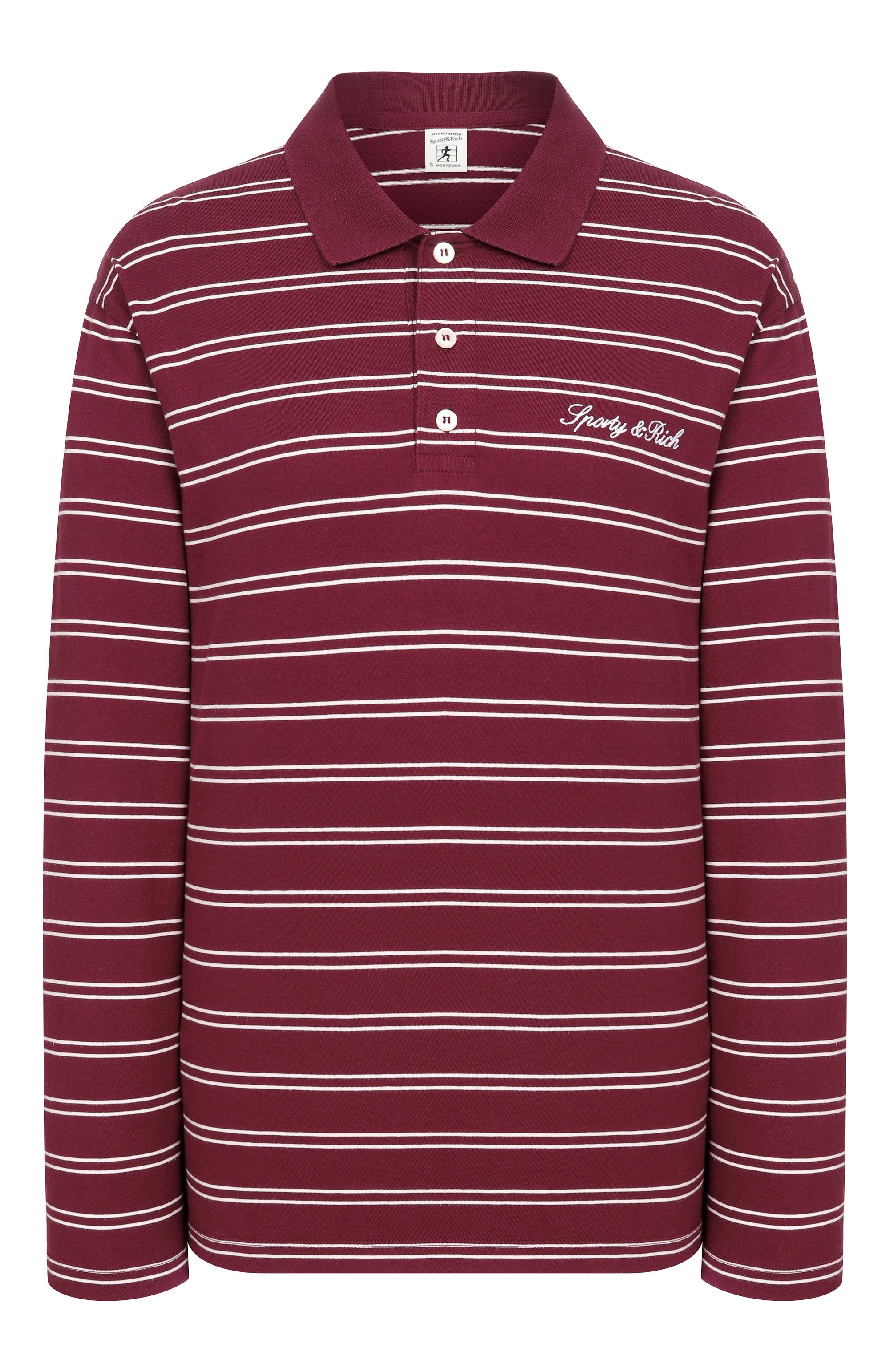 Хлопковое поло SPORTY AND RICH бордового цвета по цене 28600 руб., арт. T012575326RE45, фото 1 Хлопковое поло SPORTY AND RICH, арт. T012575326RE45, фото 1