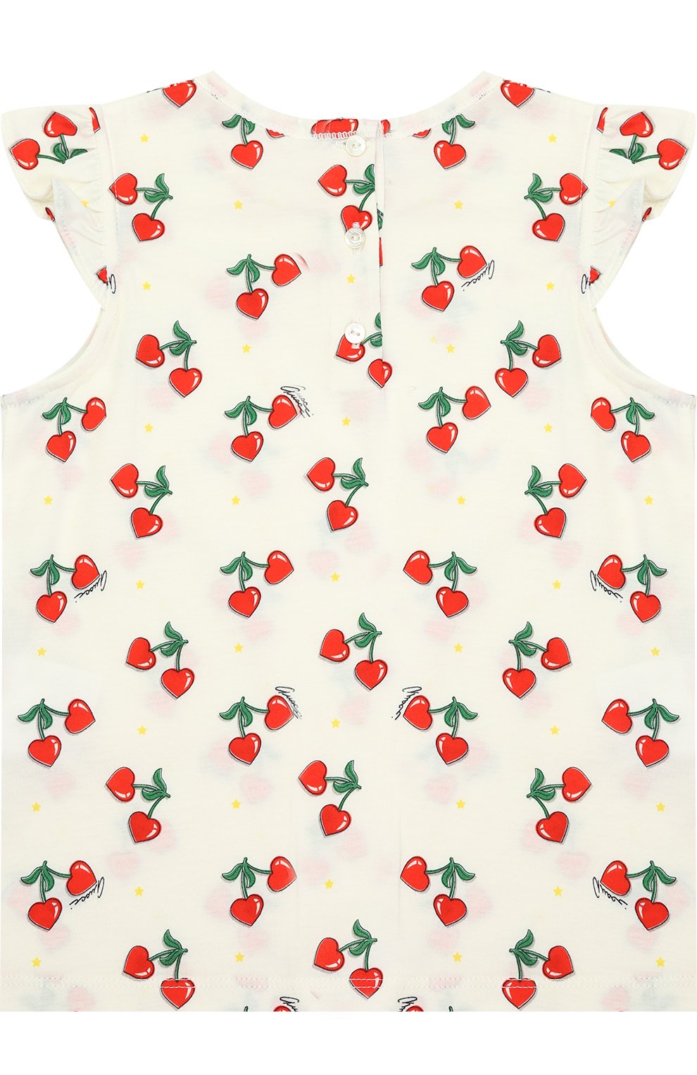 Хлопковый топ с принтом и оборками GUCCI, арт. 458222/X5N48, фото 2