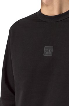 Мужской хлопковый свитшот C.P. COMPANY черного цвета, арт. 18CLSS032A006452W | Фото 5 (Рукава: Длинные; Длина (для топов): Стандартные; Материал сплава: Проставлено; Драгоценные камни: Проставлено; Материал внешний: Хлопок; Мужское Кросс-КТ: свитшот-одежда; Принт: Без принта; Стили: Спорт-шик)