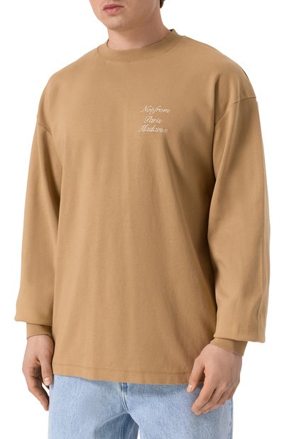 Хлопковый лонгслив DROLE DE MONSIEUR бежевого цвета по цене 16400 руб., арт. E-TS220-C0002-IBN, фото 3 Хлопковый лонгслив DROLE DE MONSIEUR, арт. E-TS220-C0002-IBN, фото 3