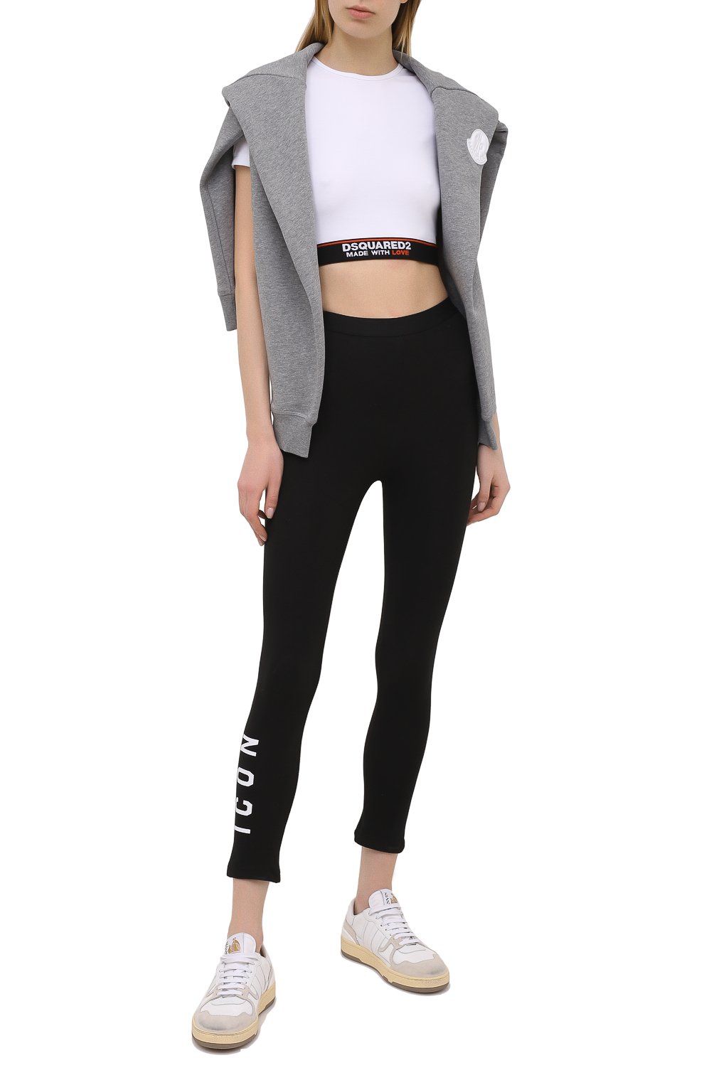 Хлопковый топ DSQUARED2 белого цвета по цене 16950 руб., арт. D8M263470, фото 2 Хлопковый топ DSQUARED2, арт. D8M263470, фото 2