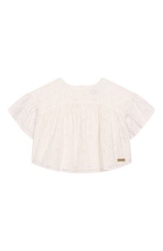 Детский топ MOSCHINO молочного цвета, арт. HDC020/LZB15/4-8 | Фото 1 (Материал подклада: Хлопок; Материал внешний: Синтетический материал, Вискоза; Рукава: Короткие; Девочки Кросс-КТ: топ-одежда; Ростовка одежда: 4 года | 104 см, 5 лет | 110 см, 6 лет | 116 см, 8 лет | 128 см)