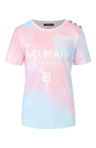 Женская хлопковая футболка BALMAIN, арт. SF01502/I312