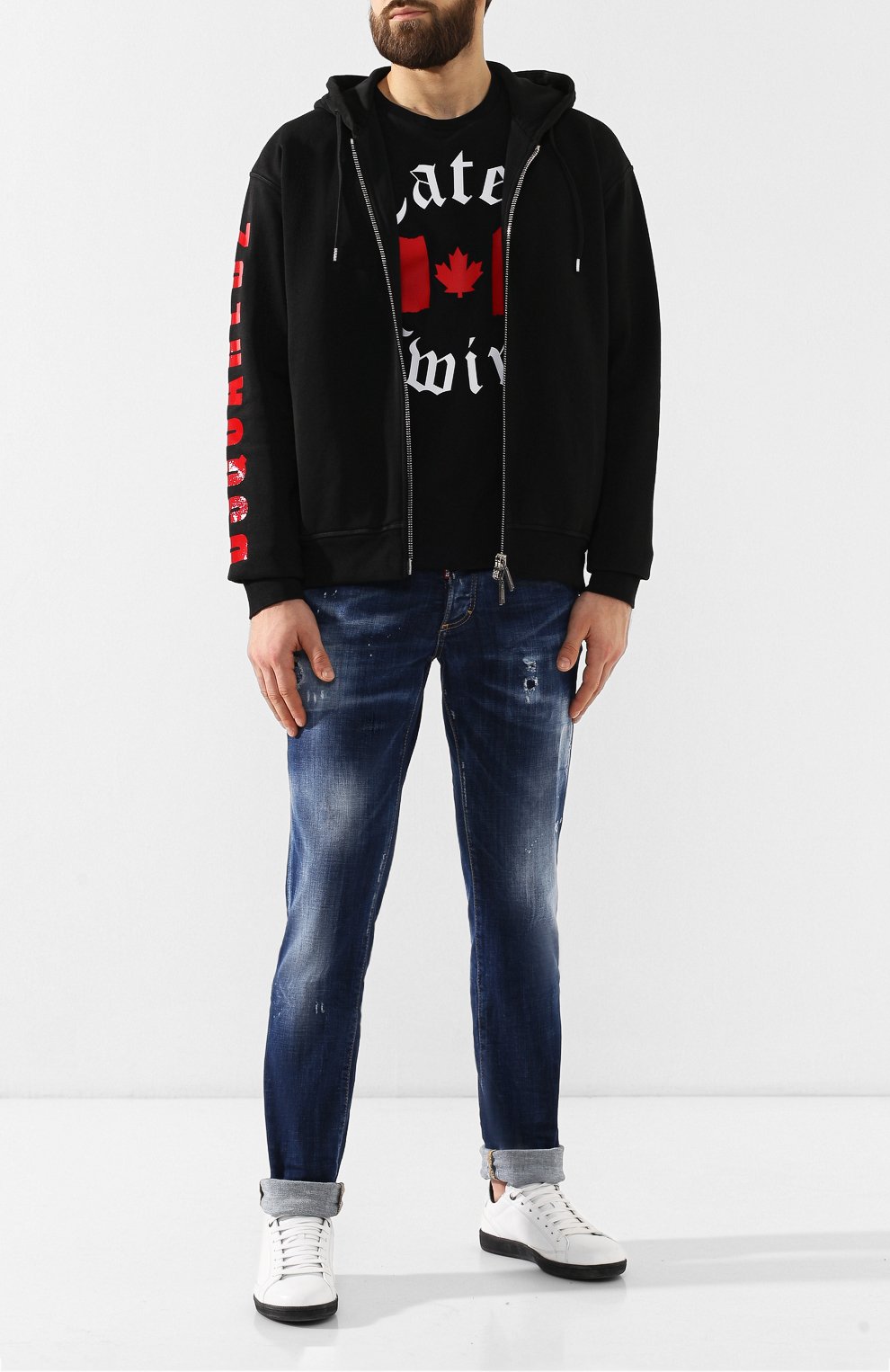 Хлопковая толстовка DSQUARED2 черного цвета по цене 39200 руб., арт. S74HG0062/S25030, фото 2 Хлопковая толстовка DSQUARED2, арт. S74HG0062/S25030, фото 2