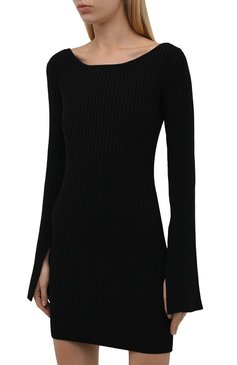 Женское платье SOLACE LONDON черного цвета, арт. 0S30009A | Фото 3 (Рукава: Длинные; Длина Ж (юбки, платья, шорты): Мини; Материал внешний: Вискоза; Стили: Гламурный; Кросс-КТ: Трикотаж; Случай: Вечерний; Женское Кросс-КТ: Платье-одежда; Драгоценные камни: Проставлено; Материал сплава: Проставлено)