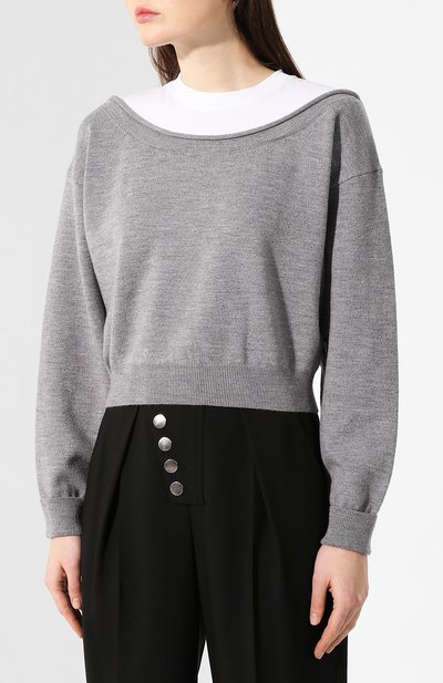 Шерстяной пуловер ALEXANDERWANG.T серого цвета по цене 41200 руб., арт. 4KC1201012, фото 3 Шерстяной пуловер ALEXANDERWANG.T, арт. 4KC1201012, фото 3