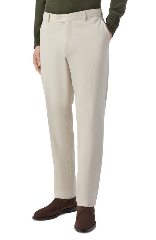 Хлопковые брюки Brioni RPCW0L/PD023 Кремовый  RPCW0L/PD023 Фото 3