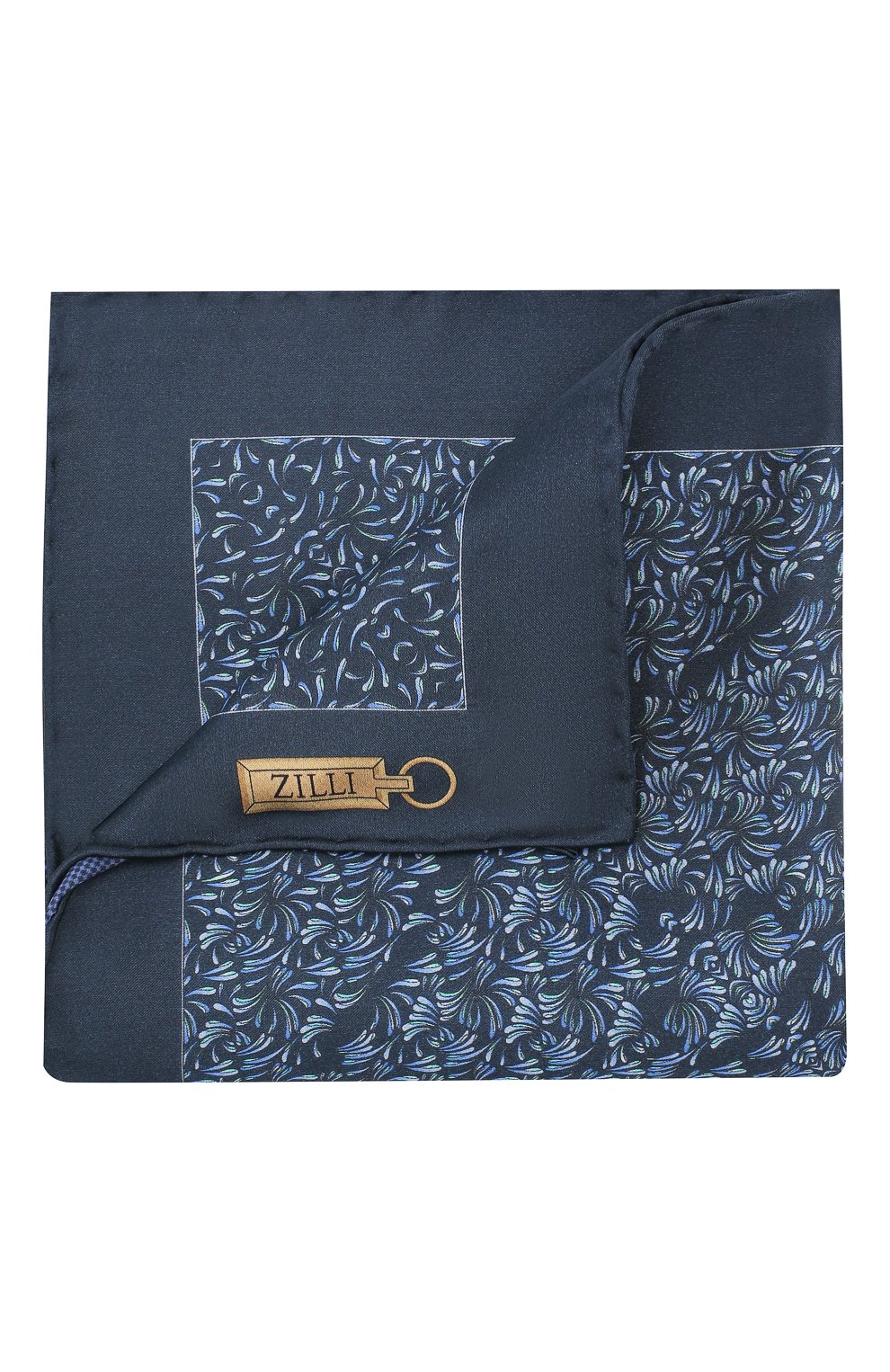 Шелковый платок ZILLI темно-синего цвета по цене 8995 руб., арт. 50706/HANDKERCHIEFS, фото 1 Шелковый платок ZILLI, арт. 50706/HANDKERCHIEFS, фото 1