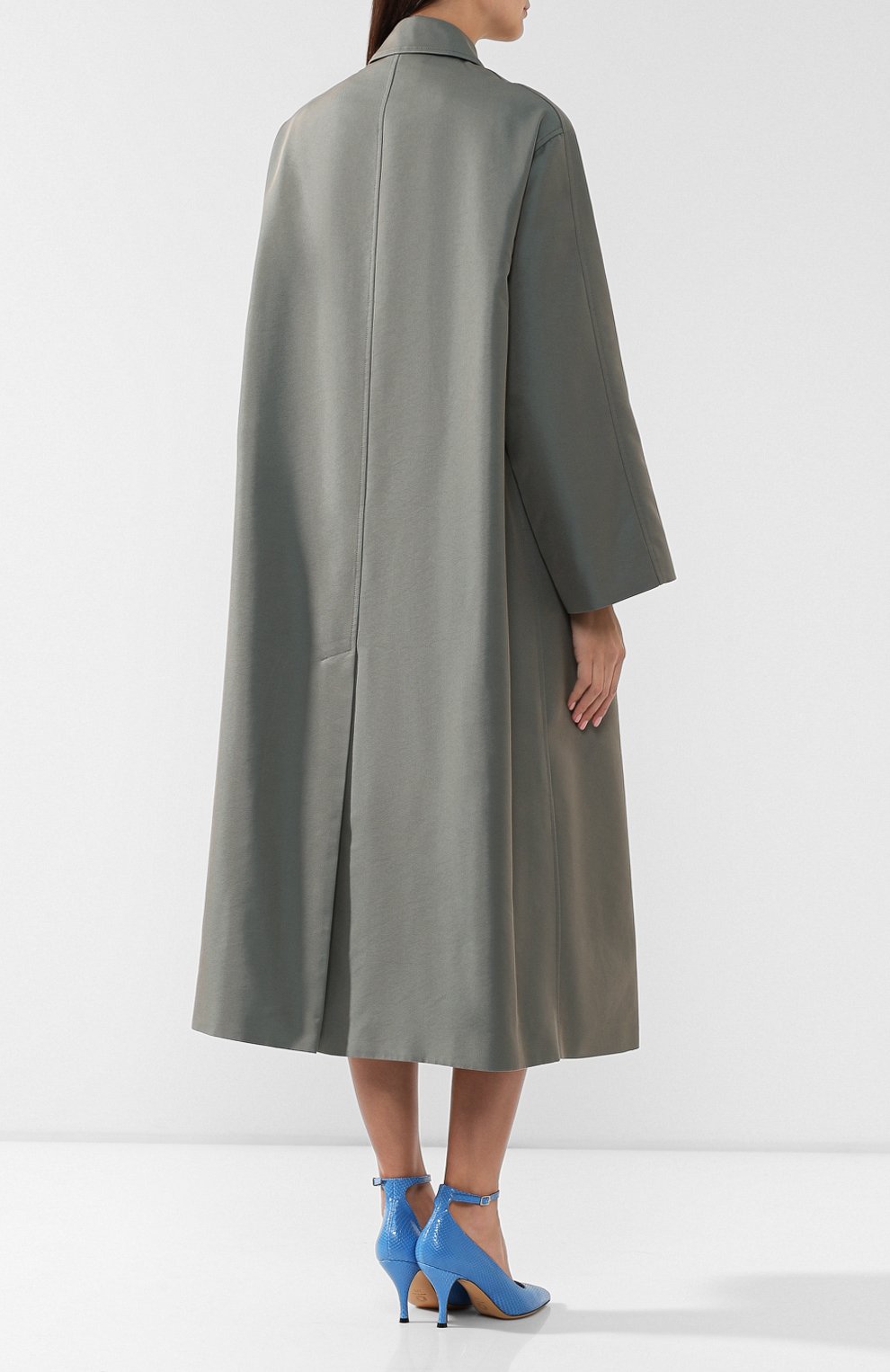 Плащ DRIES VAN NOTEN бирюзового цвета по цене 89950 руб., арт. 192-30239-8366, фото 4 Плащ DRIES VAN NOTEN, арт. 192-30239-8366, фото 4