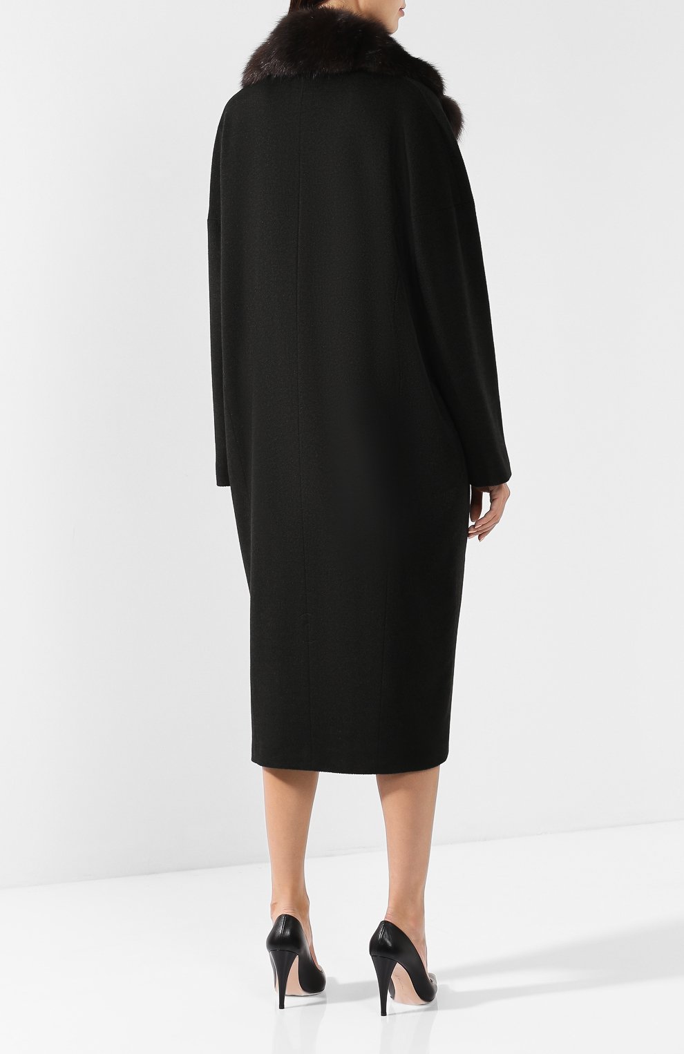 Шерстяное пальто с меховым воротником KITON, арт. D44615PK02406/LGUA, фото 4