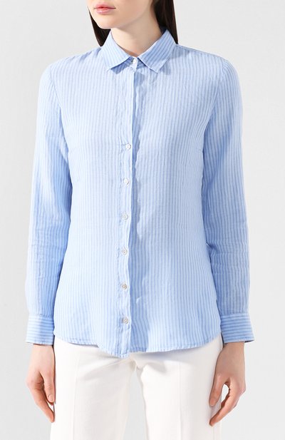 Льняная рубашка 120% LINO голубого цвета по цене 23500 руб., арт. R1W1300/E711/000, фото 3 Льняная рубашка 120% LINO, арт. R1W1300/E711/000, фото 3
