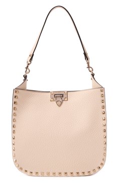 Женская сумка rockstud VALENTINO кремового цвета, арт. 6W2B0N04/TIH | Фото 1 (Драгоценные камни: Проставлено; Ремень/цепочка: На ремешке; Материал сплава: Проставлено; Размер: medium; Материал: Натуральная кожа)