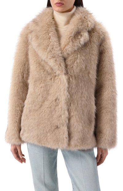 Шуба из экомеха THE KOOPLES бежевого цвета по цене 63100 руб., арт. FF0U31004K, фото 3 Шуба из экомеха THE KOOPLES, арт. FF0U31004K, фото 3