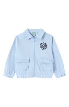 Детского хлопковый бомбер KENZO голубого цвета, арт. K61084 | Фото 1 (Рукава: Длинные; Драгоценные камни: Проставлено; Материал сплава: Проставлено; Материал внешний: Хлопок; Кросс-КТ: бомбер, Демисезон; Ростовка одежда: 3 года | 98 см, 9 лет | 134 см, 4 года | 104 см, 2 года | 92 см, 5 лет | 110 см, 7 лет | 122 см)
