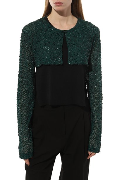 Жакет-болеро P.A.R.O.S.H. темно-зеленого цвета по цене 53950 руб., арт. GELEE-D431501, фото 3 Жакет-болеро P.A.R.O.S.H., арт. GELEE-D431501, фото 3