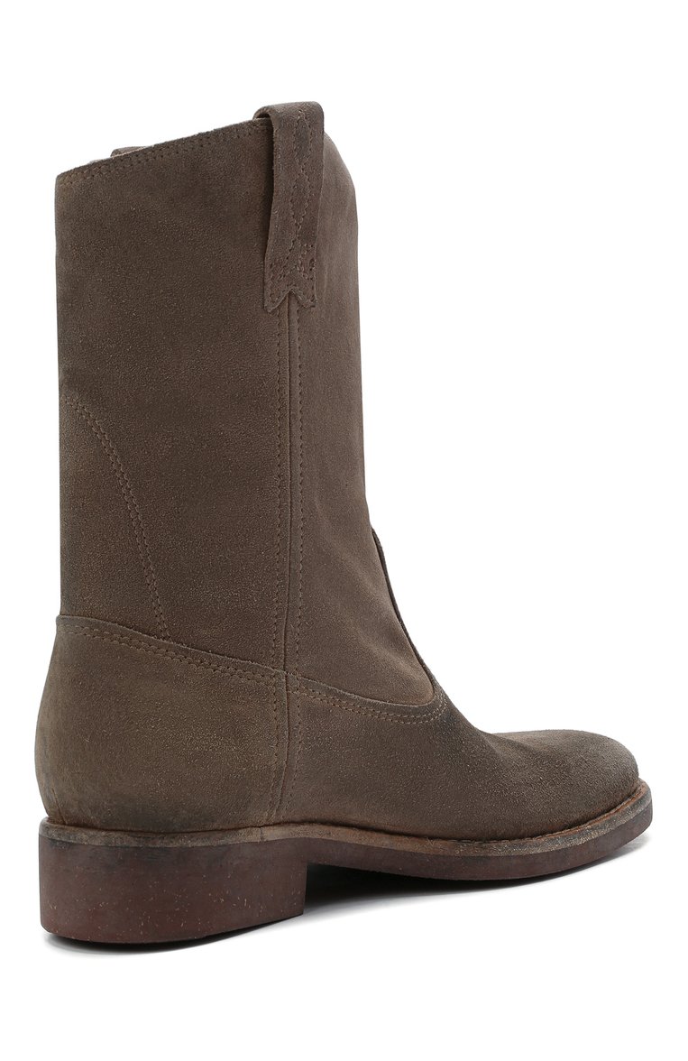 Женские замшевые сапоги GOLDEN GOOSE DELUXE BRAND светло-коричневого цвета, арт. GWF00153.F000677 | Фото 4 (Каблук высота: Низкий; Высота голенища: Низкие; Материал внутренний: Натуральная кожа; Каблук тип: Устойчивый; Женское Кросс-КТ: Без шнуровки-ботинки; Материал внешний: Замша, Натуральная кожа; Подошва: Плоская; Материал утеплителя: Без утеплителя; Материал сплава: Проставлено; Драгоценные камни: Проставлено)