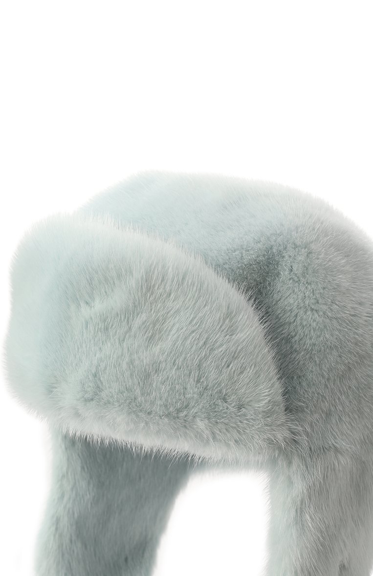 Детского норковая шапка-ушанка реми FURLAND голубого цвета, арт. 0182400110292600000 | Фото 3 (Материал сплава: Проставлено; Нос: Не проставлено)