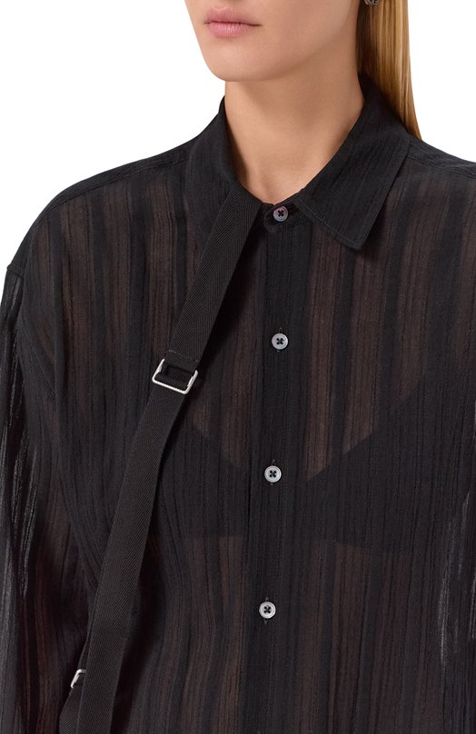 Блузка из хлопка и шерсти Ann Demeulemeester B0013139/FA648 Чёрный  B0013139/FA648 Фото 5