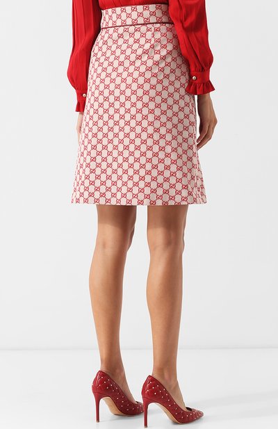 Хлопковая мини-юбка с принтом и декоративными пуговицами GUCCI, арт. 523557/ZLZ35, фото 4