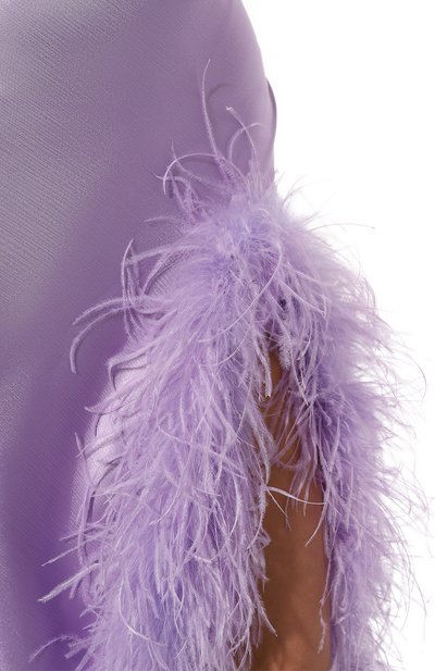 Атласное платье с отделкой перьями SASHA KIM, арт. УТ-00001314, фото 5