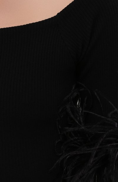 Шерстяной топ с отделкой перьями SAINT LAURENT, арт. 654479/Y75BK, фото 5
