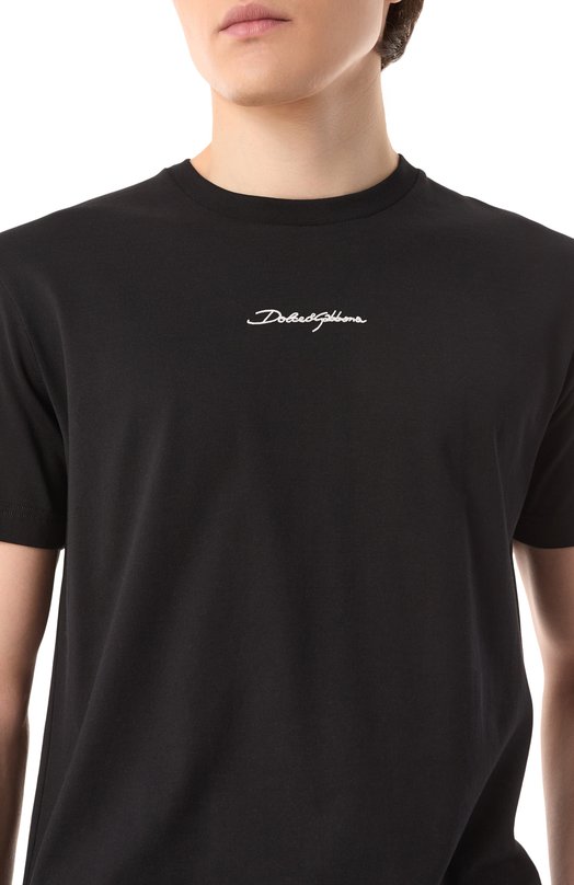 Хлопковая футболка Dolce & Gabbana G8RN8Z/G7NUB Чёрный  G8RN8Z/G7NUB Фото 5