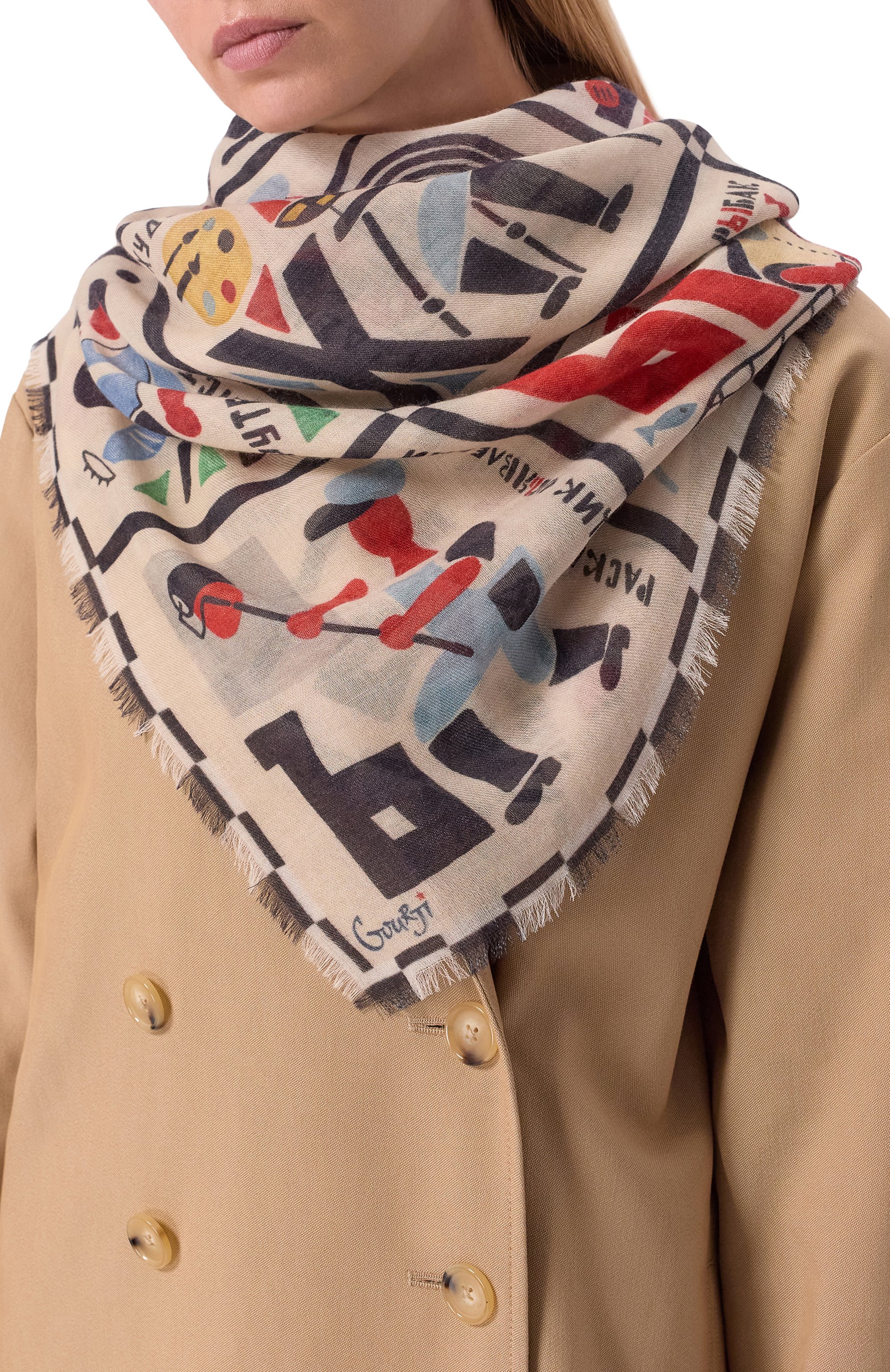 Шаль алфавит авангард из кашемира и шерсти GOURJI, арт. 91120355/993161117, фото 2