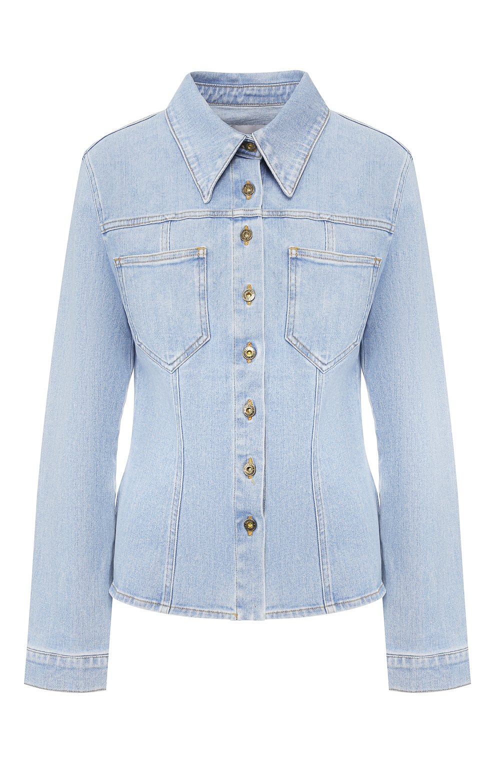 Джинсовая куртка NANUSHKA голубого цвета по цене 31400 руб., арт. B0DHI_LIGHT BLUE_STRETCH DENIM, фото 1 Джинсовая куртка NANUSHKA, арт. B0DHI_LIGHT BLUE_STRETCH DENIM, фото 1