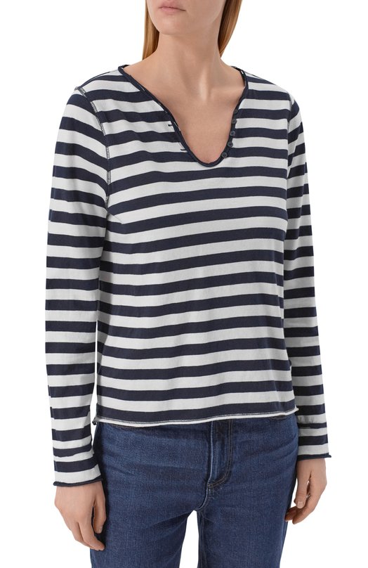 Хлопковый лонгслив Zadig and Voltaire JWTN02675 Синий  JWTN02675 Фото 3