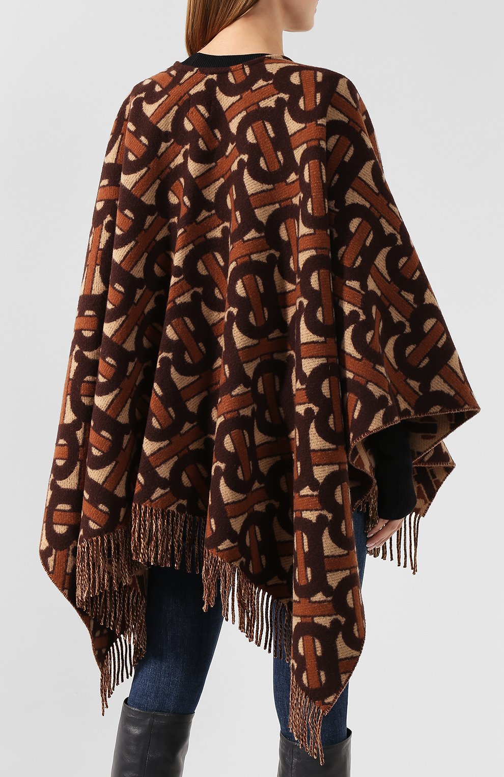Шерстяное пончо BURBERRY коричневого цвета по цене 167500 руб., арт. 8021873, фото 4 Шерстяное пончо BURBERRY, арт. 8021873, фото 4