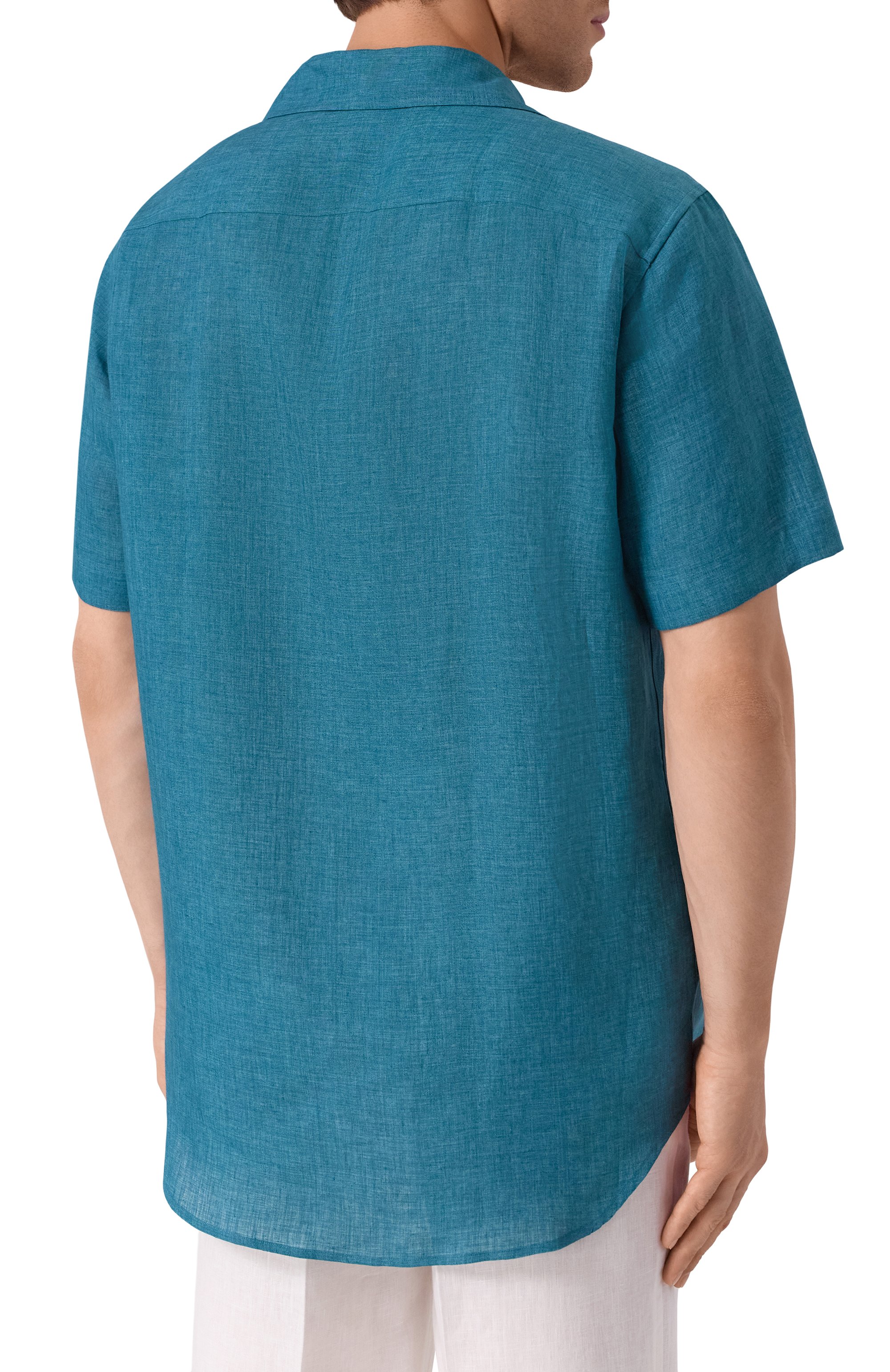 Льняная рубашка BRIONI бирюзового цвета по цене 69850 руб., арт. SCFH0L-P9111, фото 4 Льняная рубашка BRIONI, арт. SCFH0L-P9111, фото 4